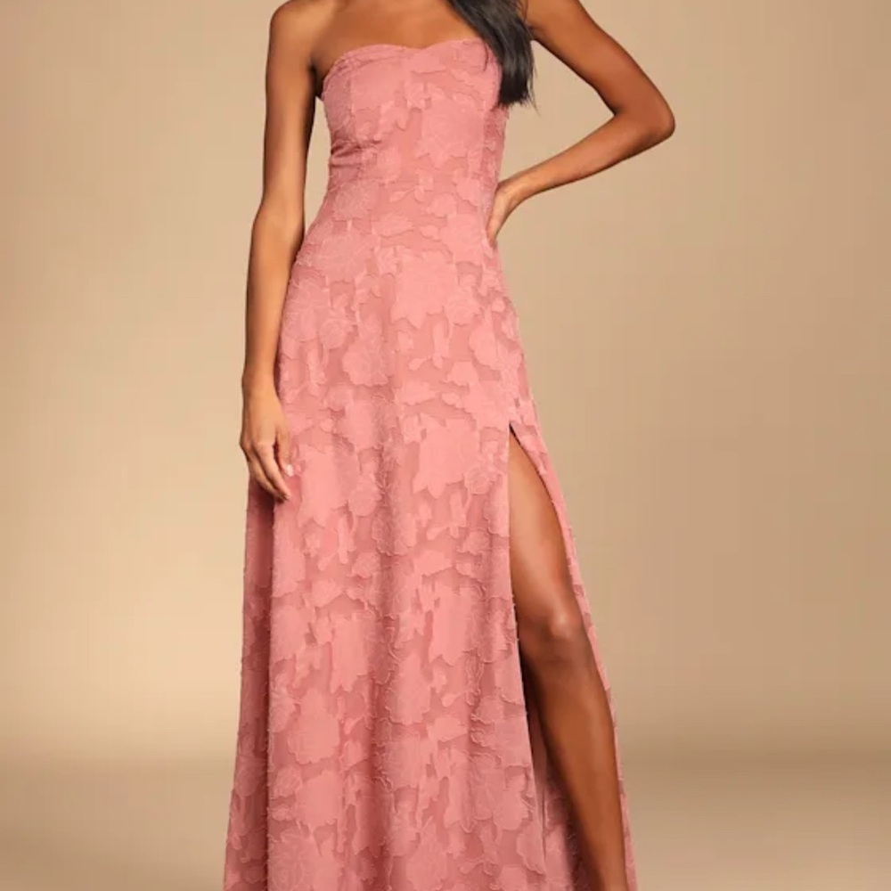 Lulus-Garden of Romance Rusty Rose Burnout Maxi Dress- size large NWT